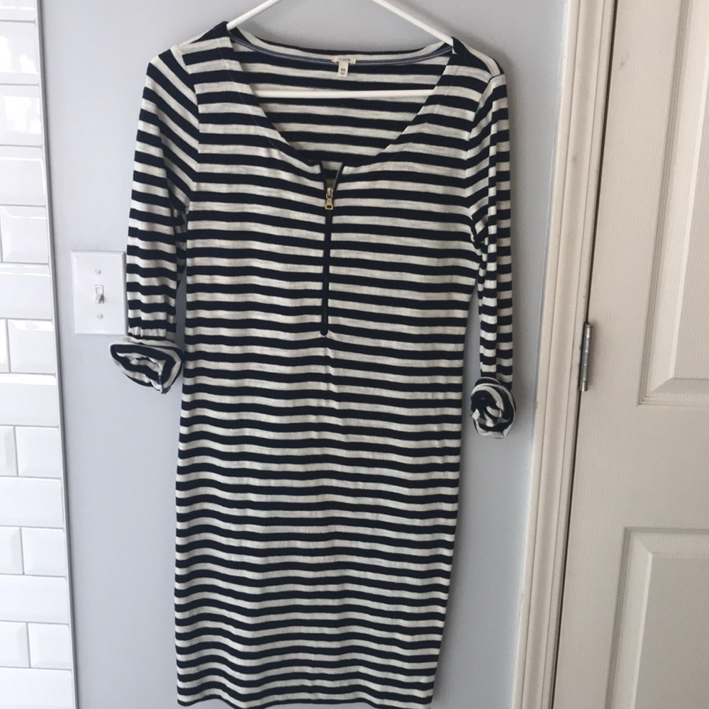 J Crew Scoop Neck Striped Dress with zipper